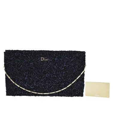 Dior Navy Velvet Clutch Bag () In Black