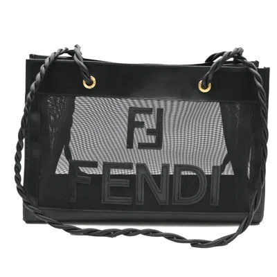 Fendi Zucca Black Leather Shoulder Bag ()