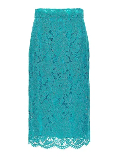 Dolce & Gabbana Lace Skirt In Light Blue