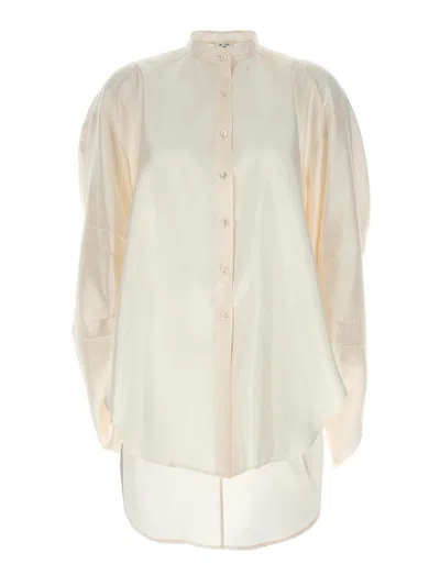 Di.la3 Pari' Curled Sleeve Shirt Shirt, Blouse White