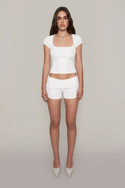 Danielle Guizio Ny Paulina Foldover Short In White