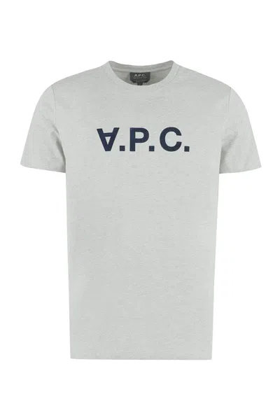 Apc Cotton Crew-neck T-shirt In Grey