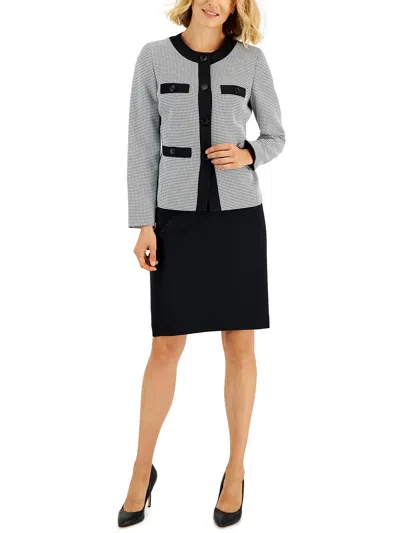 Le Suit Petites Womens Houndstooth 2pc Skirt Suit In Multi