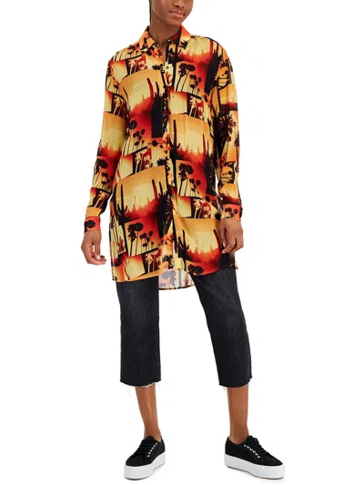 Hugo Long-length Relaxed-fit Blouse In Printed Fabric In Patterned