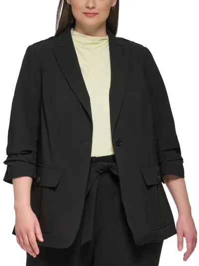 Calvin Klein Plus Womens Suit Separate Office One-button Blazer In Black