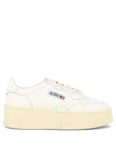 Autry Platform Leather Trainers In White
