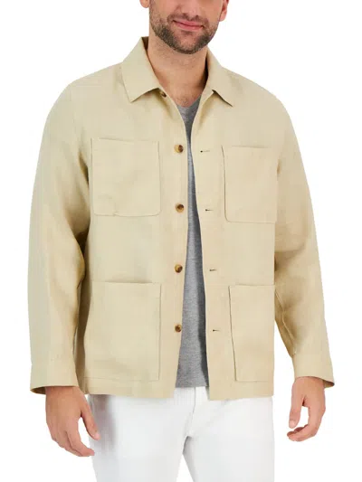 Club Room Mens Deep Pocket Linen Button-down Shirt In Neutral