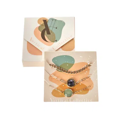 Vertical Collective 3 Chain Bracelets Set In Gold