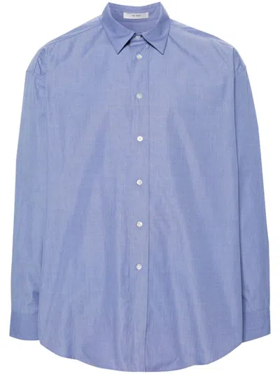 The Row Miller Cotton Shirt In Oxford Blue