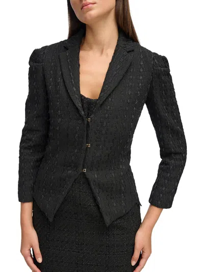 Donna Karan Womens Tweed Suit Separate Two-button Blazer In Black