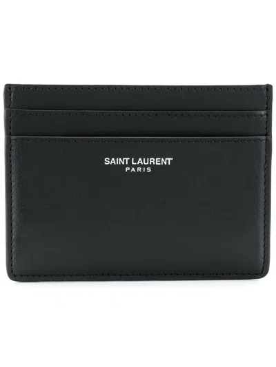Saint Laurent Logo Print Cardholder In Black