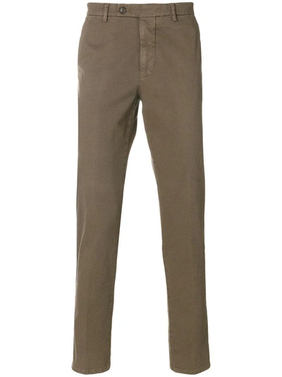 Berwich Straight Leg Chinos In Brown