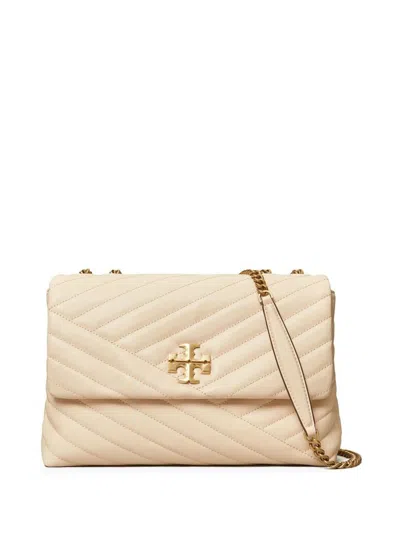 Tory Burch Leather Logo-plaque Bag In Beige