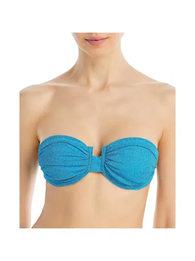 Baobab Gioia Top Womens Metallic Beachwear Bikini Swim Top In Blue