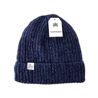The Winter Brand Chenille Beanie In Navy In Blue