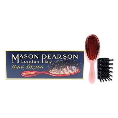 Mason Pearson Extra Small Pure Bristle Brush - B2 Pink By  For Unisex - 2 Pc Hair Brush And Cleaning  In White