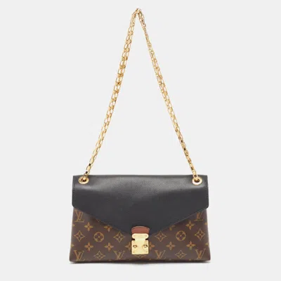 Pre-owned Louis Vuitton Monogram Canvas And Leather Pallas Chain Bag In Black