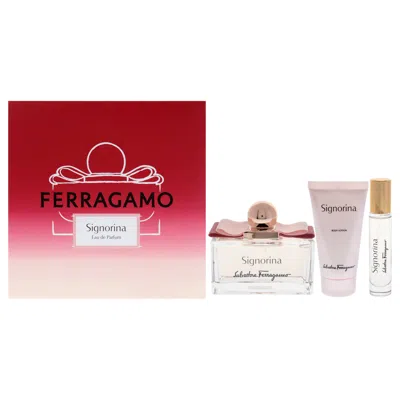 Ferragamo Signorina By Salvatore  For Women - 3 Pc Gift Set 3.4oz Edp Spray, 1.7oz Body Lotion, 0.34o In White