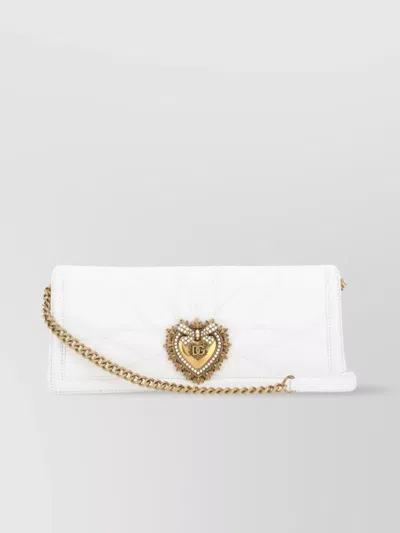 Dolce & Gabbana Devotion Quilted Chain Strap Heart Bag In White
