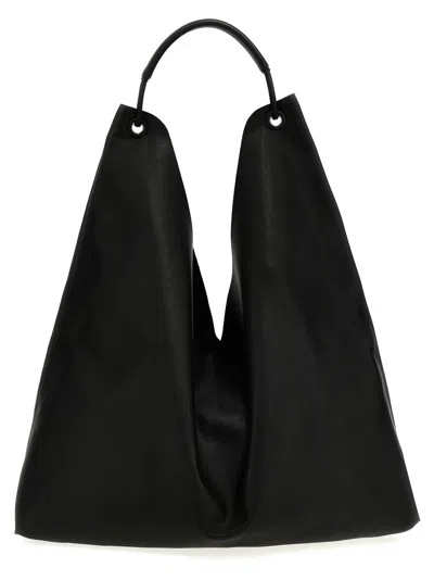 The Row Bindle Leather Tote Bag In Dark Brown,blk