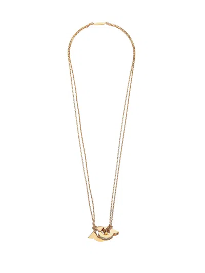 Ferragamo Brass Necklace With Gancini Detail In Gold