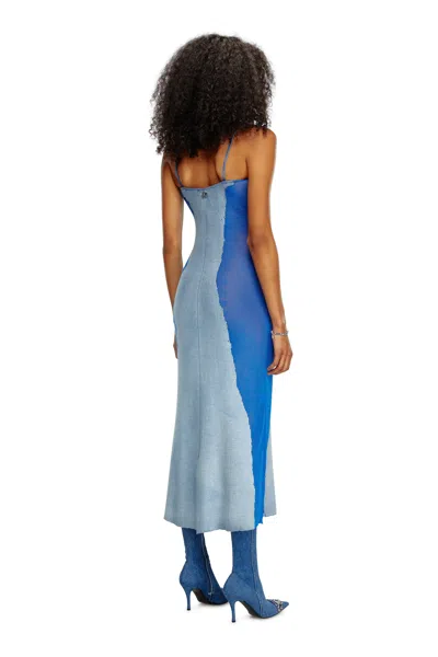 Diesel Midi Slip Dress In Devoré Knit In Blu