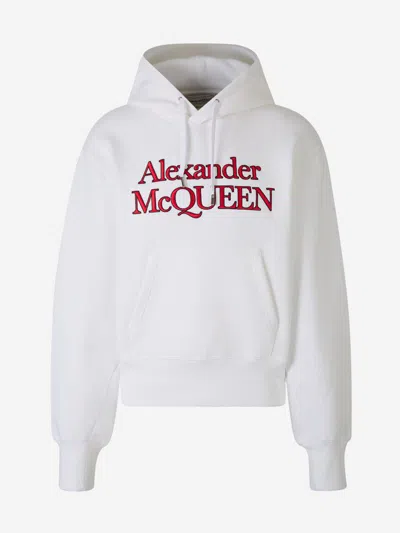 Alexander Mcqueen Cotton Logo Sweatshirt In Embroidered Logo On The Front In Contrast