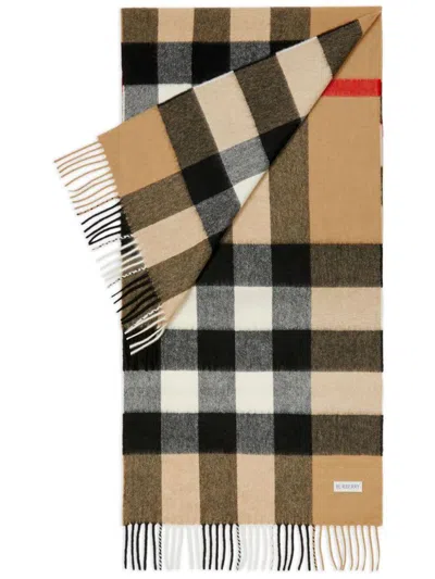 Burberry Cashmere Check Scarf Accessories In Nude & Neutrals