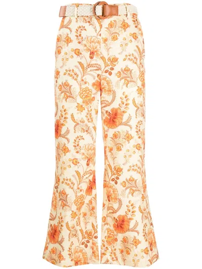 Zimmermann Junie Floral Cropped Trousers In White