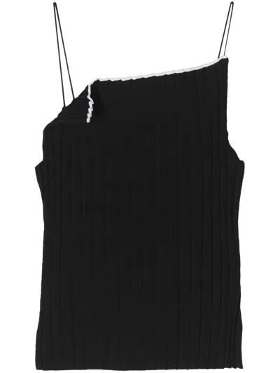 Jacquemus Le Haute Pleated Knit Top In Black