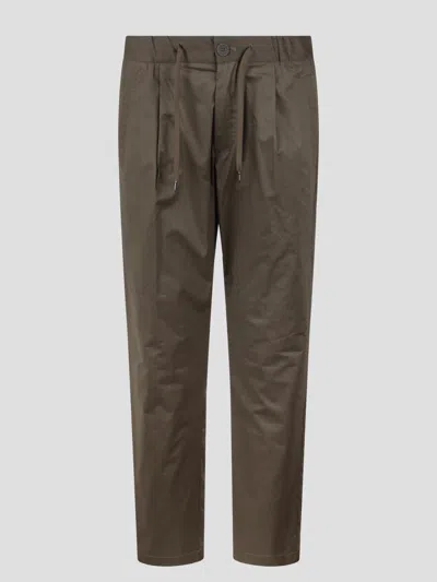 Herno Light Cotton Stretch Trousers In Green