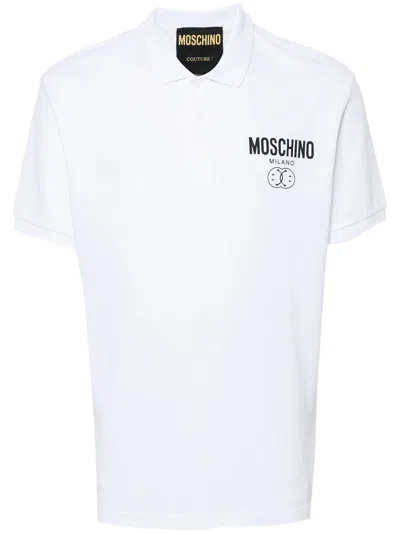 Moschino Polo Con Stampa In White