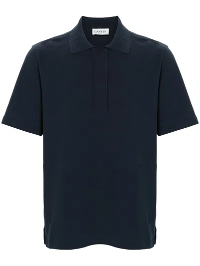 Lanvin Short-sleeve Cotton Polo Shirt In Blue