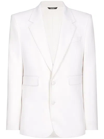 Dolce & Gabbana Single-breasted Wool Blazer In White
