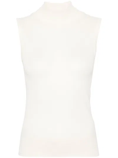 Lemaire Mock-neck Sleeveless Knitted Top In Nude & Neutrals