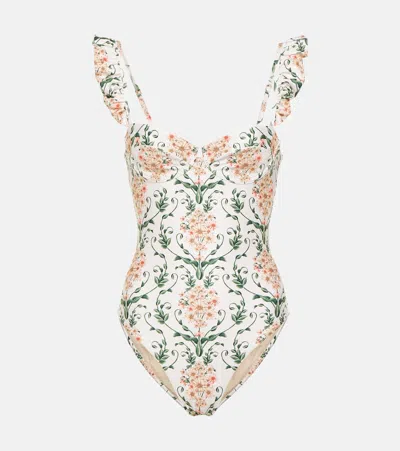 Agua By Agua Bendita Ajonjoli Floral Swimsuit In White