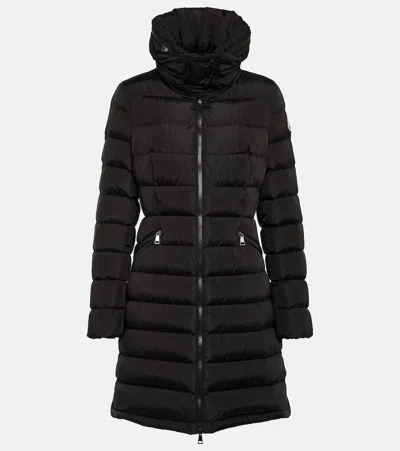 Moncler Flammette Quilted Shell Coat In Black