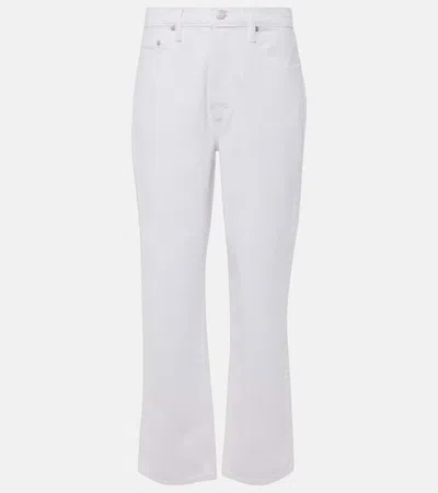 Frame Slouchy High-rise Bootcut Jeans In White