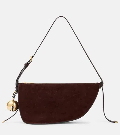Burberry Small Shield Suede Shoulder Bag In Brown
