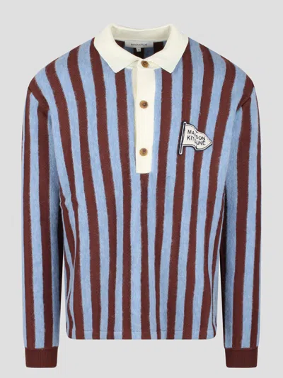 Maison Kitsuné Striped Comfort Polo Shirt In Blue
