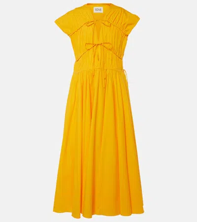 Tove Ceres Gathered Cotton Midi Dress In Yellow