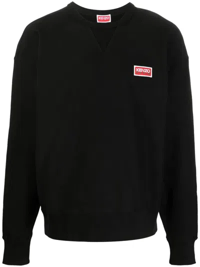 Kenzo Cotton Sweatshirt With Logo Print In Black