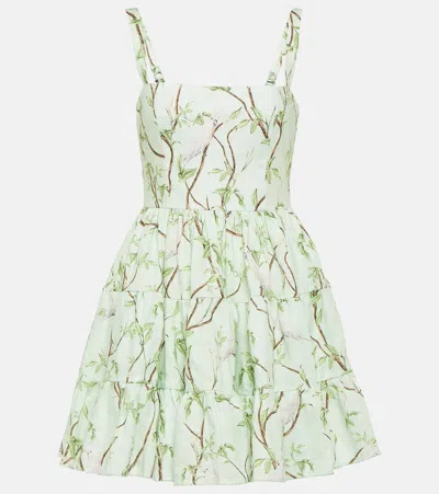 Agua By Agua Bendita Lima Printed Linen Minidress In Green