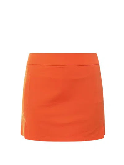 J. Lindeberg Technical Fabric Midi Skirt In Orange