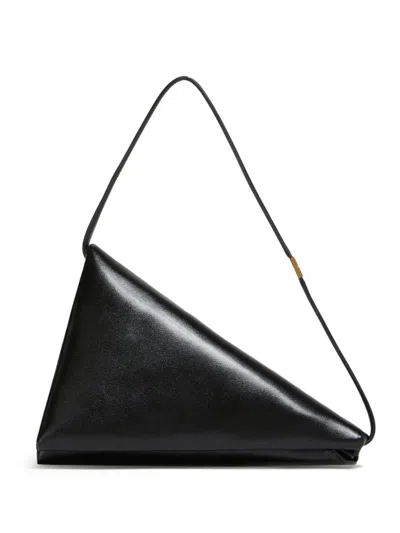 Marni Triangle Shoulder Bag In Leather In Black