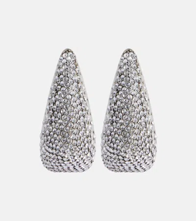 Alexander Mcqueen Crystal-embellished Drop Earrings In Silver