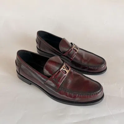 Pre-owned Louis Vuitton Burgundy Mens Loafer, Uk 8.5