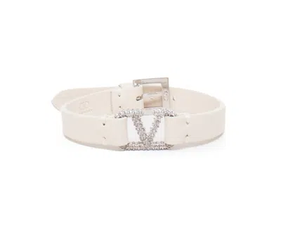 Valentino Garavani Valentino Vlogo Signature Embellished Bracelet In White