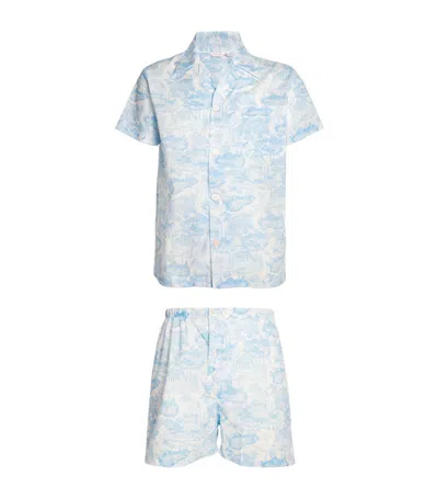 Derek Rose Cotton Ledbury Short Pyjama Set In White