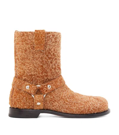 Loewe Paula's Ibiza Campo Brushed-suede Boots In Brown